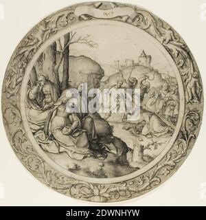 La passion ronde : le Christ portant la Croix. Lucas van Leyden; Netherlandish, 1494-1533. Date: 1509. Dimensions : 283 x 285 mm (image/feuille, rognée dans le repère de plaque). Gravure en noir sur papier à polir. Origine: Pays-Bas. Musée: Le Chicago Art Institute, Chicago, Etats-Unis. Banque D'Images