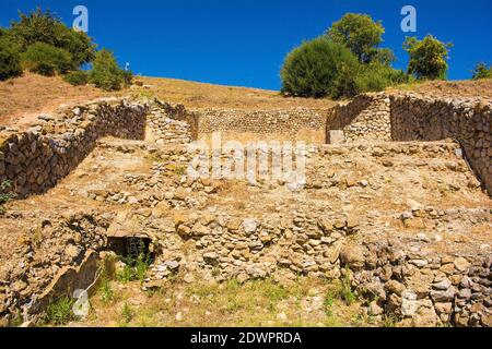 Grosseto, Italie - 4 septembre 2020. Les ruines de Roselle ou Rusellae, une ancienne ville étrusque et romaine en Toscane Banque D'Images