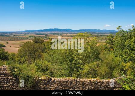 Le paysage près de la région archéologique de Roselle ou de Rusellae près de Grosseto en Toscane, Italie Banque D'Images