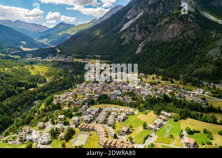 Bormio, Valdicentro, Valtellina (IT), Premadio, vue aérienne Banque D'Images