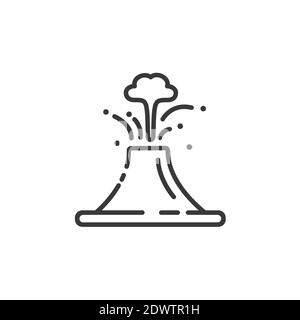 Icône Volcano en forme de ligne fine. Illustration du vecteur météorologique avec contour isolé Illustration de Vecteur