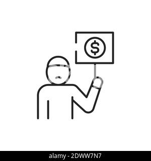 Icône de couleur de ligne de personne dans le besoin. Inscrivez-vous pour accéder à une page Web ou à une application mobile Illustration de Vecteur