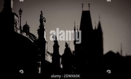 Image de Prague en noir et blanc artistiquement aliénée Banque D'Images