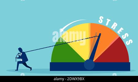 Vecteur d'un homme d'affaires essayant de réduire le niveau de stress à travail Illustration de Vecteur