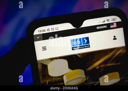 Brésil. 21 décembre 2020. Sur cette photo, un site Web de la Silicon Valley Bank est affiché sur un smartphone. Credit: Rafael Henrique/SOPA Images/ZUMA Wire/Alamy Live News Banque D'Images