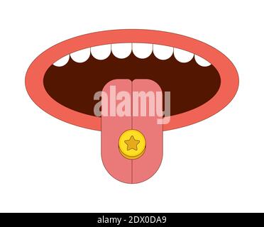 Langue avec la pilule d'ecstasy de drogue illustration de vecteur dans le style de dessin animé Illustration de Vecteur