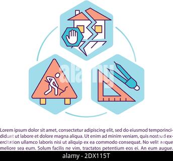 Construction de structures résistant aux tremblements de terre concept icône avec texte Illustration de Vecteur
