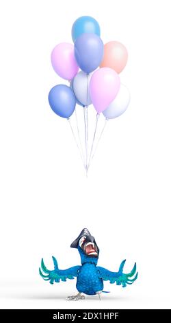 parrot pirate dit au revoir aux ballons, l'illustration 3d Banque D'Images