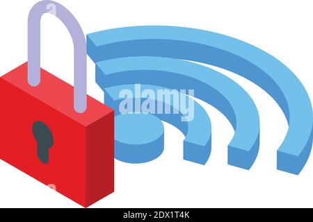 Icône de zone wifi verrouillée. Isométrique de l'icône de vecteur de zone WiFi verrouillée pour la conception Web isolée sur fond blanc Illustration de Vecteur