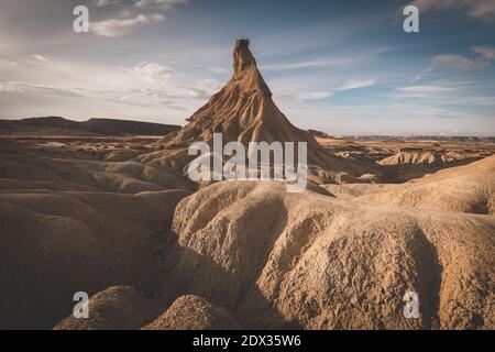 Grès de Castildetierra à Bardenas Reales, Navarre, Espagne Banque D'Images