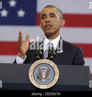 Le président américain Barack Obama annonce de nouveaux engagements à l'appui de l'initiative « My Brother's Keeper » au centre d'éducation Walker Jones à Washington, DC, le lundi 21 juillet 2014. L'initiative « My Brother's Keeper » a été créée pour combler les « lacunes de l'opportunité » rencontrées par les garçons et les jeunes hommes de couleur et s'assurer que tous les jeunes puissent atteindre leur plein potentiel. Photo de Chris Kleponis/Pool/ABACAPRESS.COM Banque D'Images