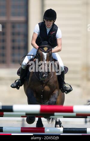 Charlotte Casiraghi participe au circuit mondial des champions de Jumping Longines à Chantilly, France, le 27 juillet 2014. Photo de Laurent Zabulon/ABACAPRESS.COM Banque D'Images