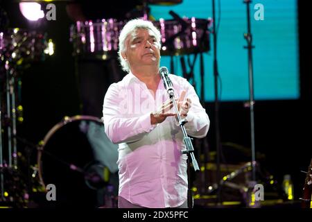 Le groupe de musiciens français Gypsy Kings (Nicolas Reyes) se produit au Sporting lors du 'Sporting Summer Festival' à Monaco, dans le sud de la France, le 06 août 2014. Photo de Syspeo.R/ABACAPRESS.COM Banque D'Images