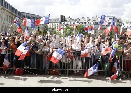 L'équipe sportive française arrive à la Gare de Lyon le 18 août 2014 à Paris. L'équipe nationale d'athlétisme de France a remporté 23 médailles au championnat européen d'athlétisme de Zurich la semaine dernière. Photo de Jerome Domine/ABACAPRESS.COM Banque D'Images