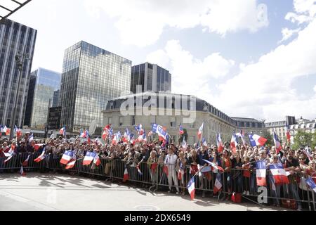 L'équipe sportive française arrive à la Gare de Lyon le 18 août 2014 à Paris. L'équipe nationale d'athlétisme de France a remporté 23 médailles au championnat européen d'athlétisme de Zurich la semaine dernière. Photo de Jerome Domine/ABACAPRESS.COM Banque D'Images