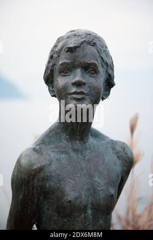 Sculpture de Friedhelm Zilly réalisée en 2011. Lac du Bourget. Savoie. France Banque D'Images