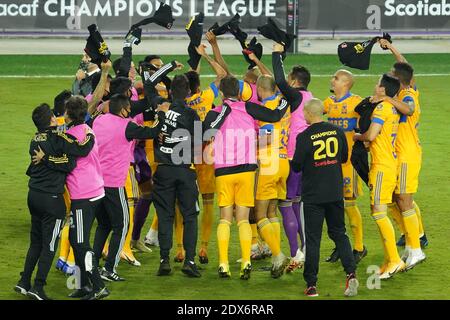 Stade Exploria, Orlando, Floride, États-Unis, 22 décembre 2020, les joueurs de Tigres UANL célèbrent la victoire contre le LAFA lors de la finale de la Ligue des champions de la CONCACAF. (Crédit photo : Marty Jean-Louis) Banque D'Images