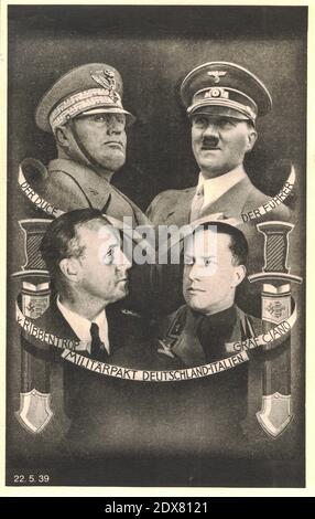 ALLEMAGNE - 1939: Le Pacte de l'acier, connu officiellement sous le nom de Pacte d'amitié et d'alliance entre l'Allemagne et l'Italie, était une alliance militaire et politique Banque D'Images