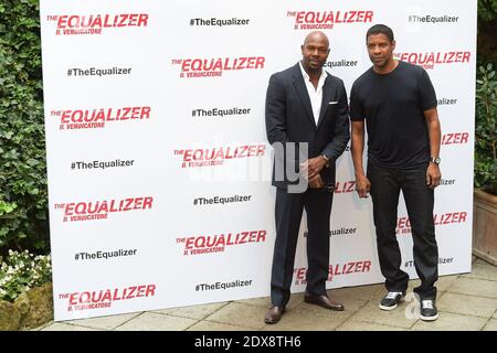 Le réalisateur Antoine Fuqua et l'acteur Denzel Washington assistent au film "The Equalizer" Photocall à Rome, Italie, le 17 septembre 2014. Photo par Eric Vandeville/ABACAPRESS.COM Banque D'Images
