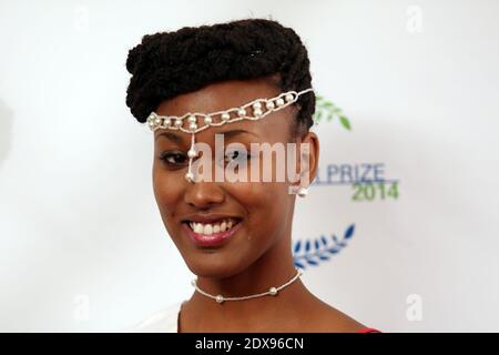 Colombe Akiwucan arrive au prix de l'Équateur des Nations Unies à New York, NY, USA, le 22 septembre 2014. Le prix de l'Équateur de l'ONU, un prix décerné tous les deux ans par un partenariat dirigé par l'ONU qui reconnaît les approches exceptionnelles du développement durable du monde entier qui démontrent une action communautaire de base pour répondre de front aux défis de l'environnement, de la pauvreté et du changement climatique. Photo de Krista Kennel/ABACAPRESS.COM Banque D'Images