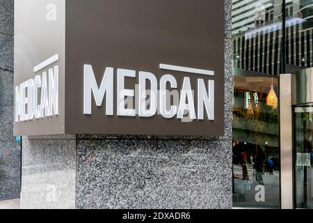 Toronto, Canada - 29 octobre 2019: Medcan signe à l'extérieur de leur siège social à Toronto. Banque D'Images