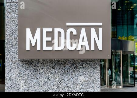 Toronto, Canada - 29 octobre 2019: Medcan signe à l'extérieur de leur siège social à Toronto. Banque D'Images