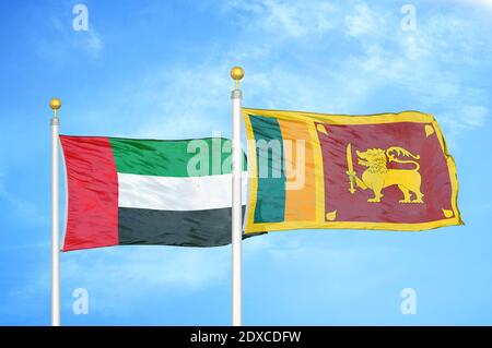Les Émirats arabes Unis et le Sri Lanka deux drapeaux Banque D'Images