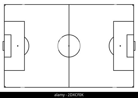 lignes de marquage du terrain de football. Vue de dessus du terrain de football Outline. Terrain de sport pour les loisirs actifs. Vecteur Illustration de Vecteur