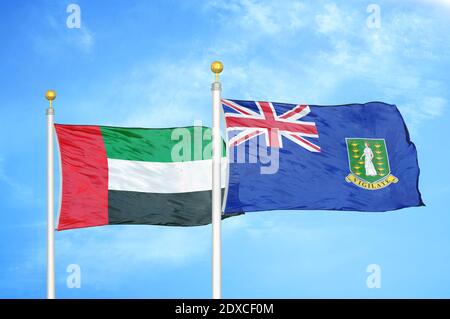 Émirats arabes Unis et îles Vierges britanniques deux drapeaux Banque D'Images