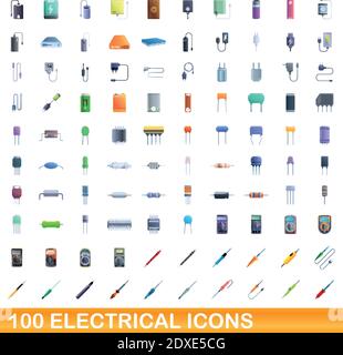 jeu de 100 icônes électriques. Illustration de 100 icônes électriques ensemble de vecteurs isolés sur fond blanc Illustration de Vecteur