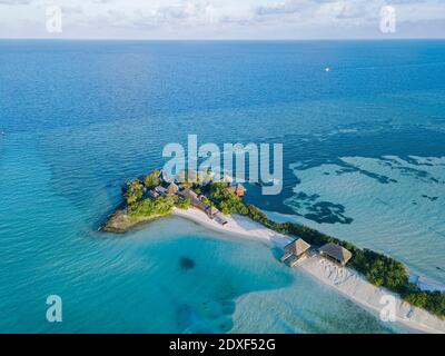 Complexe de vacances sur une île tropicale, vue aérienne Banque D'Images