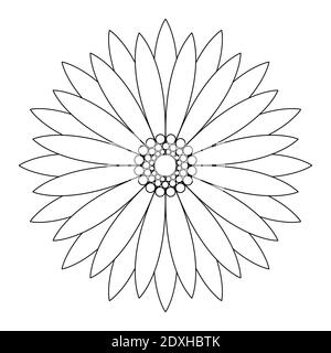 Fleur vectorisée simple contourage. Mise en plan linéaire. Pochoir tatouage Illustration de Vecteur