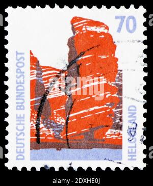 MOSCOU, RUSSIE - 30 MARS 2019 : un timbre imprimé en Allemagne montre Heligoland, série de sites touristiques, vers 1990 Banque D'Images