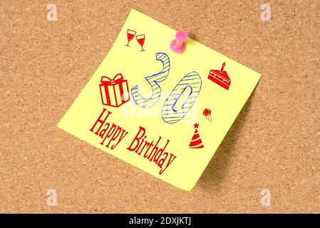 Tableau d'affichage et joyeux 30ème anniversaire Banque D'Images
