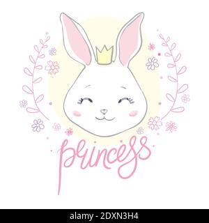 Jolie princesse de lapin. Fille de lapin avec couronne. Illustration vectorielle pour les enfants Illustration de Vecteur