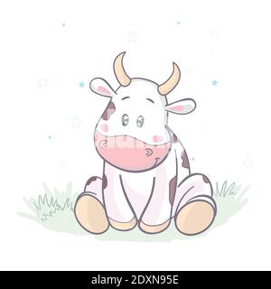 Vaches paissant dans la prairie. Espace disponible pour votre texte. Illustration de Vecteur