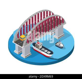 Le pont de l'infrastructure urbaine est isométrique Illustration de Vecteur