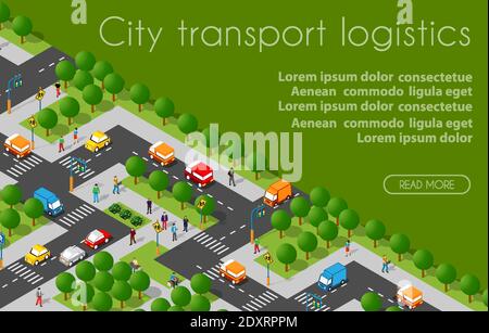 Modèle illustré de la ville isométrique 3D de la logistique industrielle Illustration de Vecteur