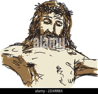 Face de Jésus Christ crucifié sur la croix, illustration vectorielle Illustration de Vecteur