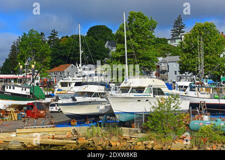 Bateau de pêche au port de Gloucester City, Gloucester, Massachusetts, États-Unis. Banque D'Images