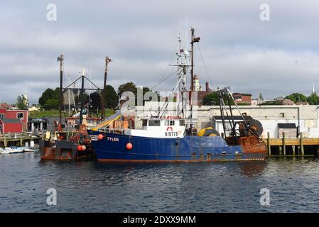 Bateau de pêche au port de Gloucester City, Gloucester, Massachusetts, États-Unis. Banque D'Images