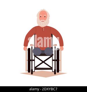 Un vieil homme en fauteuil roulant. Illustration vectorielle sur un arrière-plan blanc isolé Illustration de Vecteur