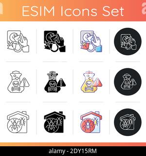 Icônes de réduction des risques de danger définies Illustration de Vecteur