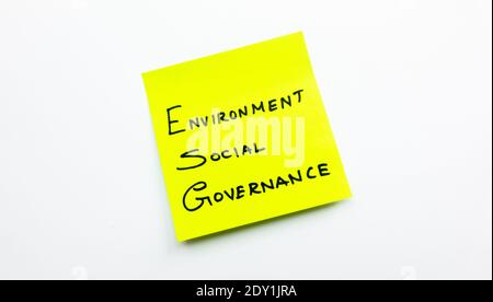 ESG Environnement gouvernance sociale concept d'investissement financier Banque D'Images