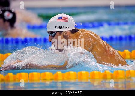 Michael Phelps, nageur olympique, a déclaré qu'il se vérifiait en réadaptation à la suite de son arrestation pour avoir conduit un verre. Phelps, l'Olympien le plus décoré de tous les temps avec 22 médailles, dont 18 sont en or, a été arrêté le 30 septembre sur suspicion de conduire sous l'influence (DUI) en traversant Baltimore, Maryland. Photo du fichier : Michael Phelps, nageur américain, participe à la compétition de natation individuelle de 200 m des hommes lors des Jeux Olympiques de Beijing 2008 au Centre aquatique national de Beijing le 13 août 2008. Photo de Gouhier-Hahn-Nebinger/Cameleon/ABACAPRESS.COM Banque D'Images