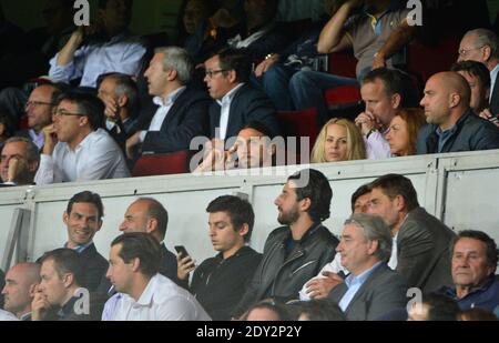 Zlatan Ibrahimovic et son épouse Helena Seger assistent au match de football de l'UEFA Champions League, groupe F, Paris Saint-Germain vs FC Barcelone au stade du Parc des Princes à Paris, France, le 30 septembre 2014. PSG a gagné 3-2. Photo de Christian Liewig/ABACAPRESS.COM Banque D'Images