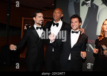 Damien Sargue, Bruce Johnson et Amir participant à Forever Gentlemen 2 fête pour célébrer le nouvel album, à Paris, France, le 1er octobre 2014. Photo de Jerome Domine/ABACAPRESS.COM Banque D'Images