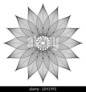 Vecteur simple contourage fleur mandala. Mise en plan linéaire. Pochoir tatouage Illustration de Vecteur