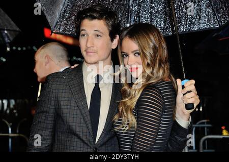 Miles Teller et sa petite amie Keleigh Sperry assistant à la première de Whiplash lors du BFI London film Festival à Odeon Leicester Square à Londres, Royaume-Uni, le 15 octobre 2014. Photo d'Aurore Marechal/ABACAPRESS.COM Banque D'Images