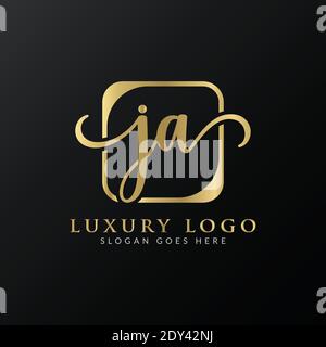 Modèle de vecteur de logo JA de la lettre créative. Design original du logo JA de la lettre de luxe Illustration de Vecteur